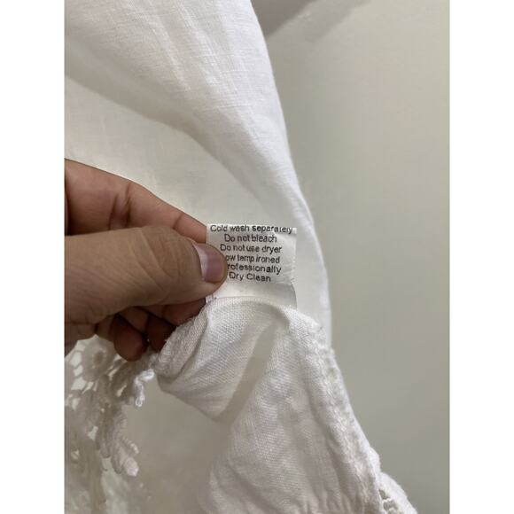 Coastal Rustic Cabincore Boho Cottagecore Linen Top M Italy Prairie Minimalist - Picture 10 of 16